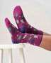 Thought bamboe damessokken herfstbladeren - deep plum