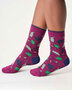 Thought bamboe damessokken herfstbladeren - deep plum