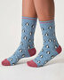 Thought bamboe damessokken pinguïns - stone blue
