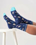 Dames sokken bio-katoen katten - midnight blue